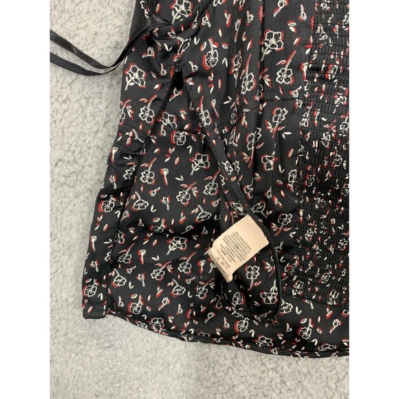 NWT FREE PEOPLE Merile Flutter Detail Ditzy Floral Smock Back Top Black Large - Picture 7 of 12